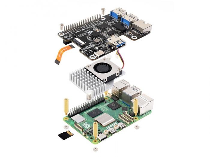 Gbit Ethernet & USB 3.2 HAT fr Raspberry Pi 5 @ electrokit (8 av 9)