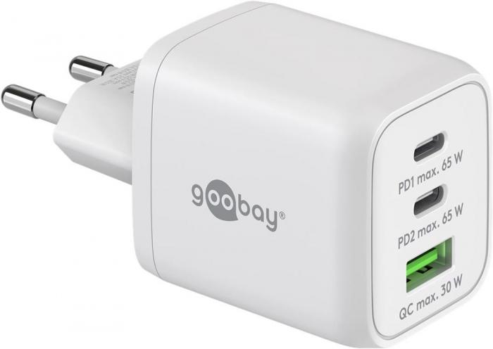USB-C PD multiport GaN charger 65W white @ electrokit (1 of 4)