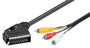 Scart till RCA-kabel 2m in/ut @ electrokit