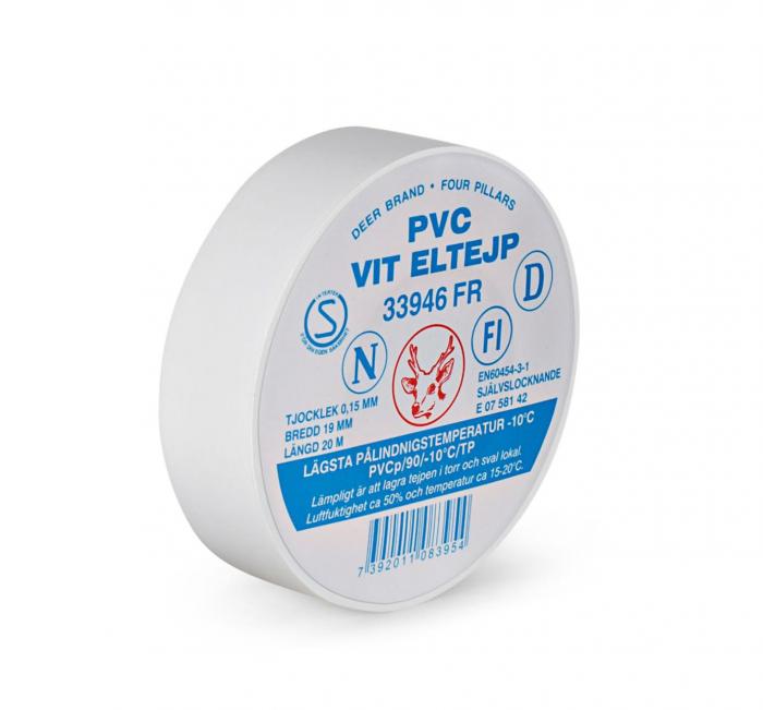 Insulation tape certified white 20m 19mm @ electrokit (1 of 1)