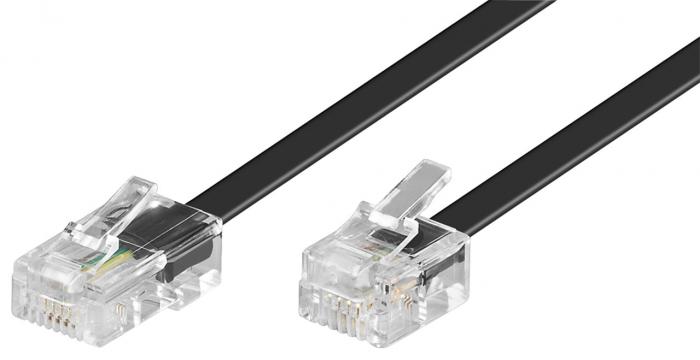 RJ12 to RJ45 modular signal and telephone cable 1m black @ electrokit (1 of 1)