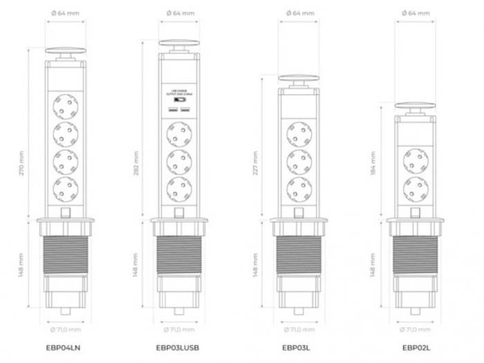 Power strip with pop-up function 3-way @ electrokit (3 of 3)