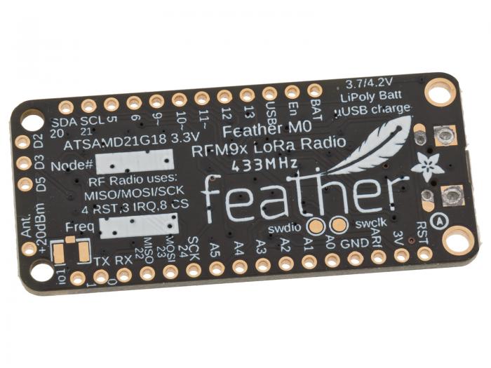 Adafruit Feather M0 RFM96 LoRa Radio - 433MHz @ electrokit (2 av 3)