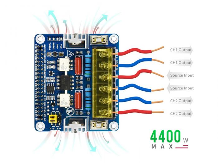 2x Triac HAT fr Raspberry Pi @ electrokit (7 av 11)