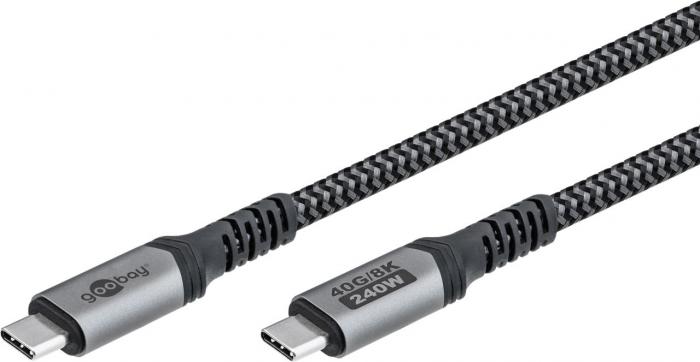 USB-C kabel textil USB 4.0 40Gbps 240W 0.5m @ electrokit (2 av 11)