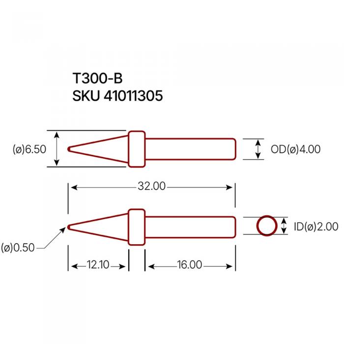 Ldspets AT300-B konisk 0.5mm @ electrokit (2 av 2)