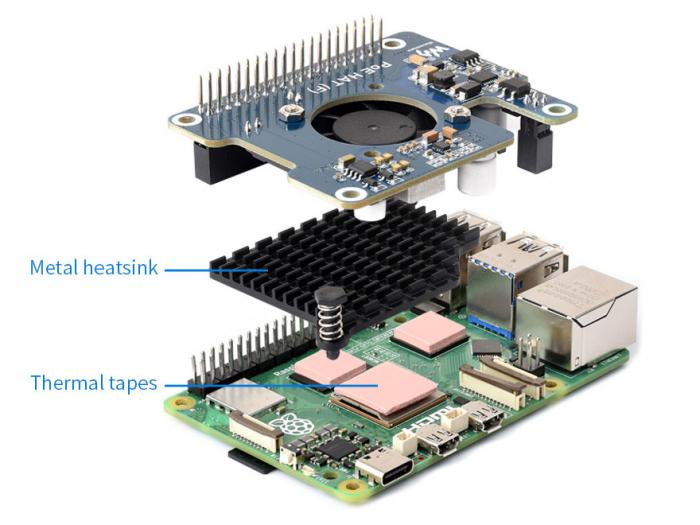 PoE-strmfrsrjningskort fr Raspberry Pi 5 - 5V 4.5A med kylning @ electrokit (8 of 9)