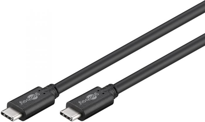 USB-C kabel USB 3.2 Gen1 60W 0.5m svart @ electrokit (2 av 2)