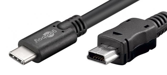 USB-C kabel till USB 2.0 mini-B 1.0m @ electrokit (2 av 3)