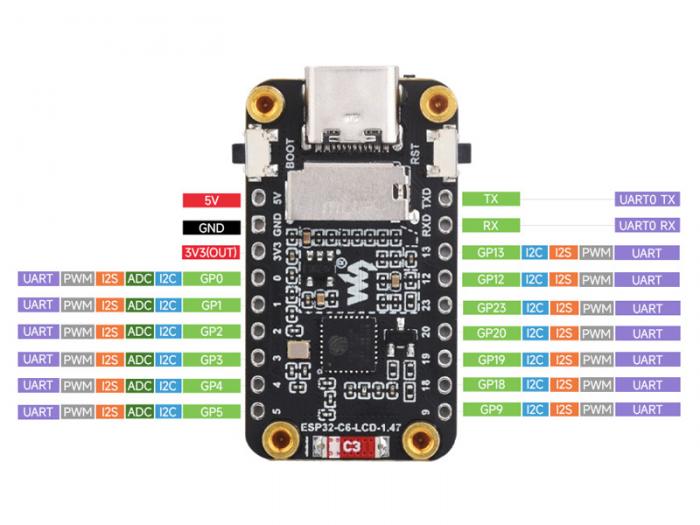 Utvecklingskort med ESP32-C6 och MicroLCD 172x320px @ electrokit (7 av 8)