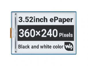 3.52" E-papper display 360x240px svart/vit för Raspberry Pi @ electrokit