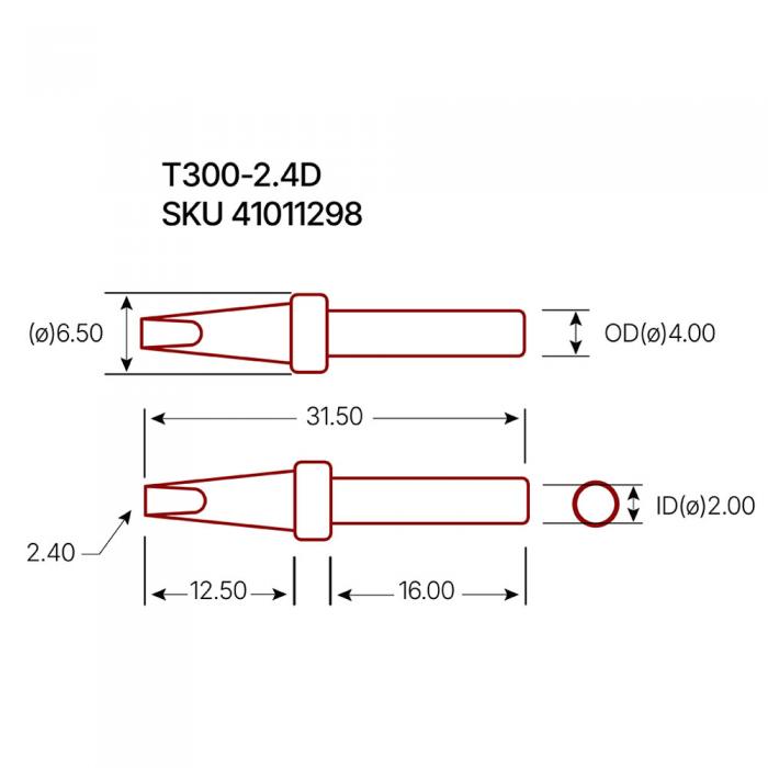 Ldspets AT300-2.4D mejsel 2.4 mm @ electrokit (2 av 2)