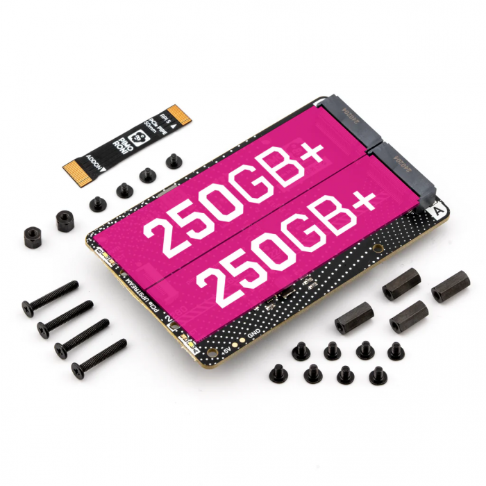 NVMe Base DUO fr Raspberry Pi 5 + 2x 250GB SSD @ electrokit (1 av 4)