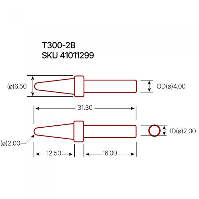 Ldspets AT300-2B rund 2mm @ electrokit (2 av 2)