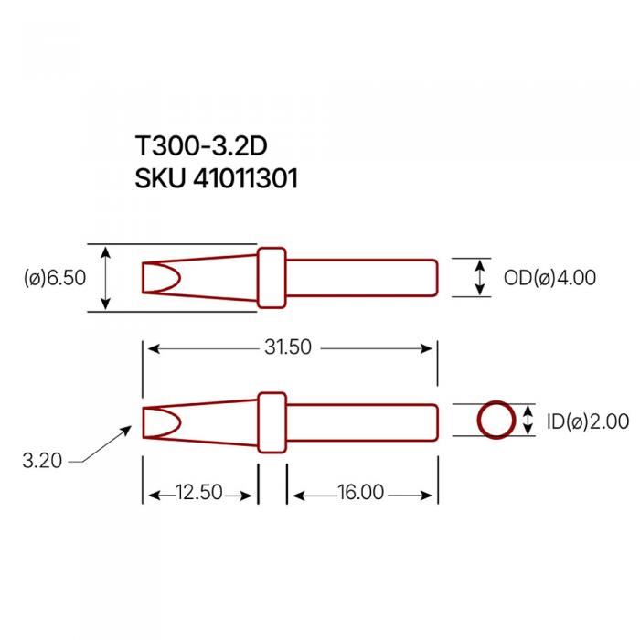 Ldspets AT300-3.2D mejsel 3.2 mm @ electrokit (2 av 2)