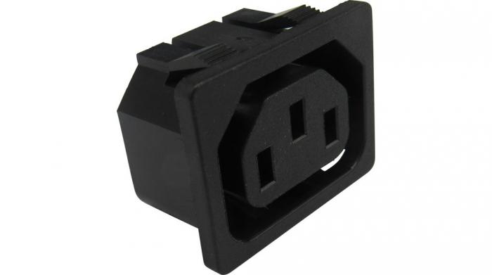 Mains connector C13 snap-in 6.3mm blade conn @ electrokit (1 of 3)