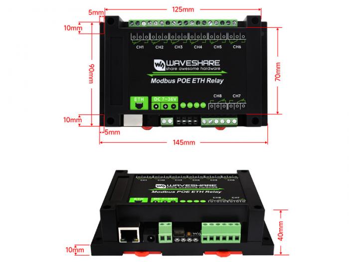 Relmodul 8-kan Ethernet DIN-skena @ electrokit (8 av 8)