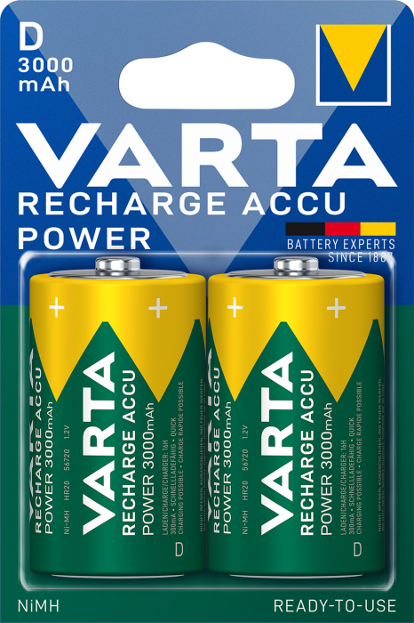 NiMH D battery rechargeble 1.2V 3000mAh Varta 2-pack @ electrokit (1 of 2)