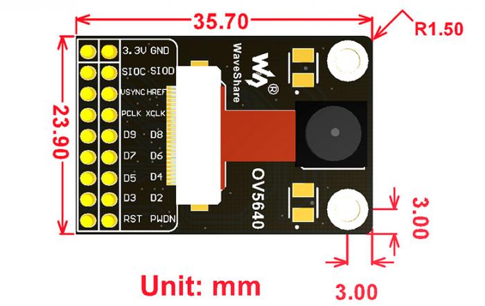 Kameramodul OV5640 5Mpix auto-fokus inbyggd blixt @ electrokit (5 av 5)