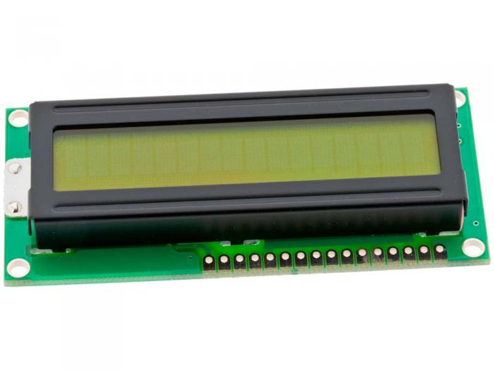 LCD 1x16 tecken JHD161A STN gulgrn LED @ electrokit (1 av 2)