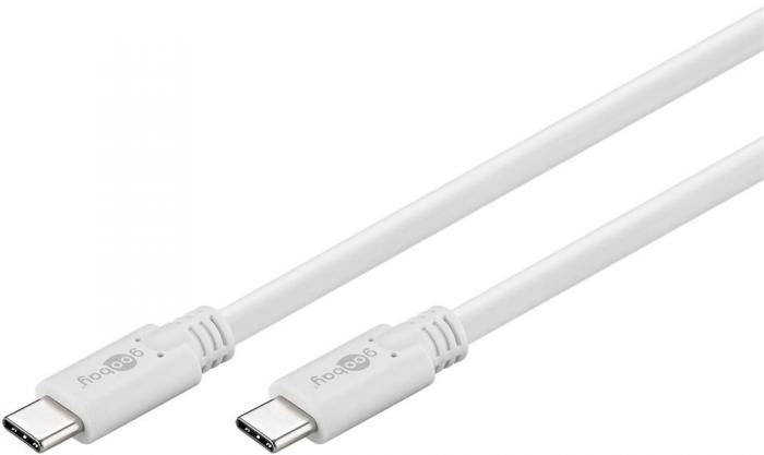 USB-C kabel USB 3.2 Gen1 60W 1m vit @ electrokit (2 av 2)