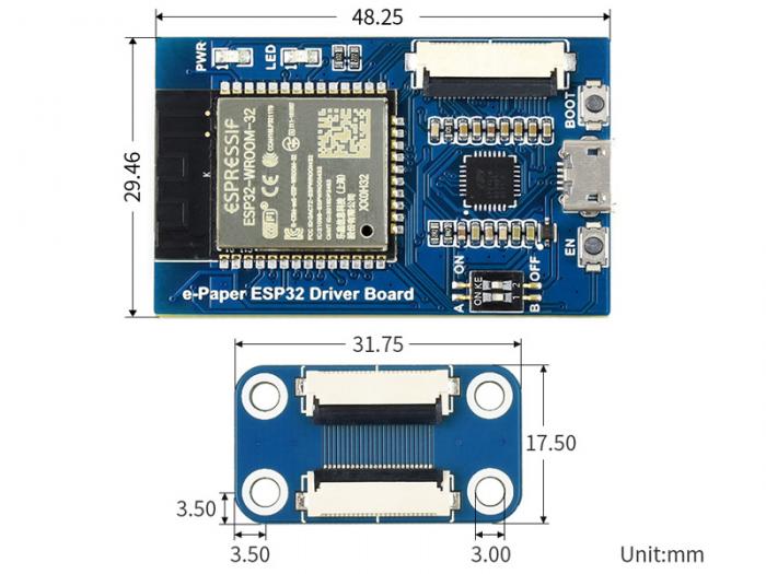 Kontrollerkort fr E-pappersdisplay ESP32 @ electrokit (4 av 10)