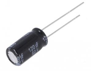 El.lyt 120uF 50V 105C ø8x15mm @ electrokit