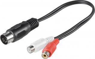 DIN hane till RCA hona adapter stereo 0.2m @ electrokit