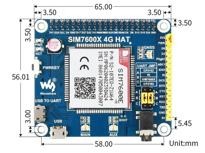 4G / GNSS HAT fr Raspberry Pi SIM7600E-H @ electrokit (10 av 10)