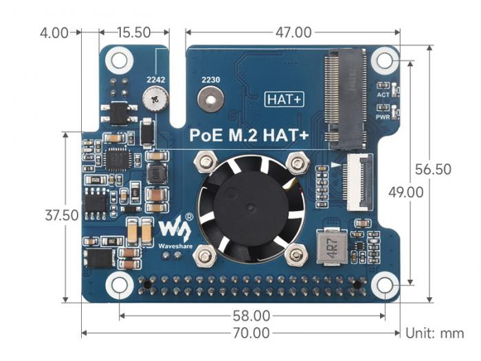 PoE-strmfrsrjningskort fr Raspberry Pi 5 - 5V 4.5A med M.2 @ electrokit (11 of 11)