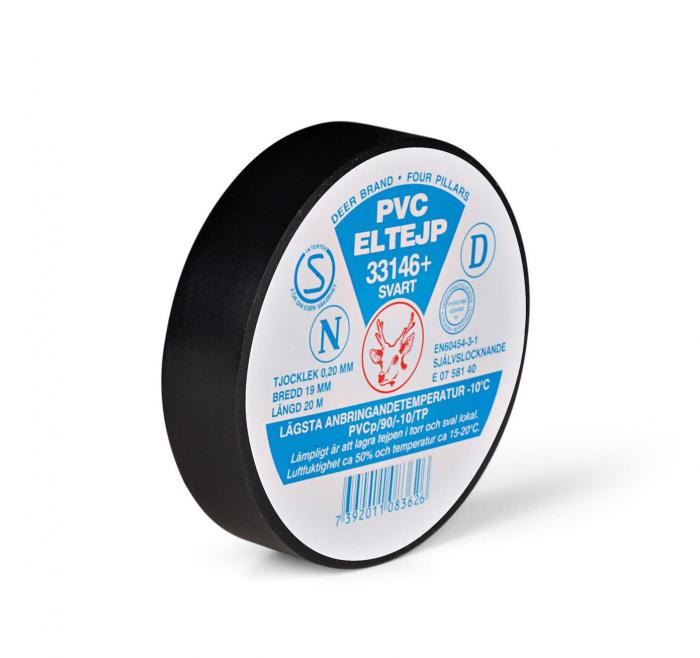 Insulation tape certified black 20m 19mm @ electrokit (1 of 1)