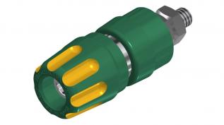 Polskruv 4mm gul/grön 35A @ electrokit