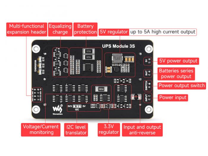 UPS-modul 3x18650 5V 5A @ electrokit (12 av 13)