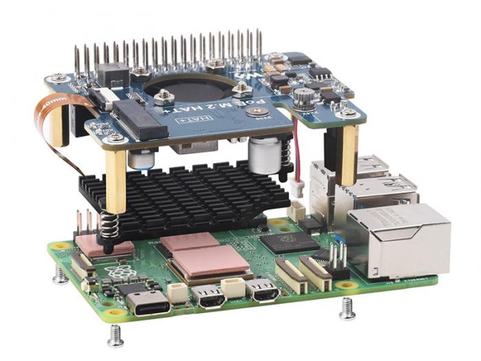 PoE-strmfrsrjningskort fr Raspberry Pi 5 - 5V 4.5A med M.2 @ electrokit (6 of 11)