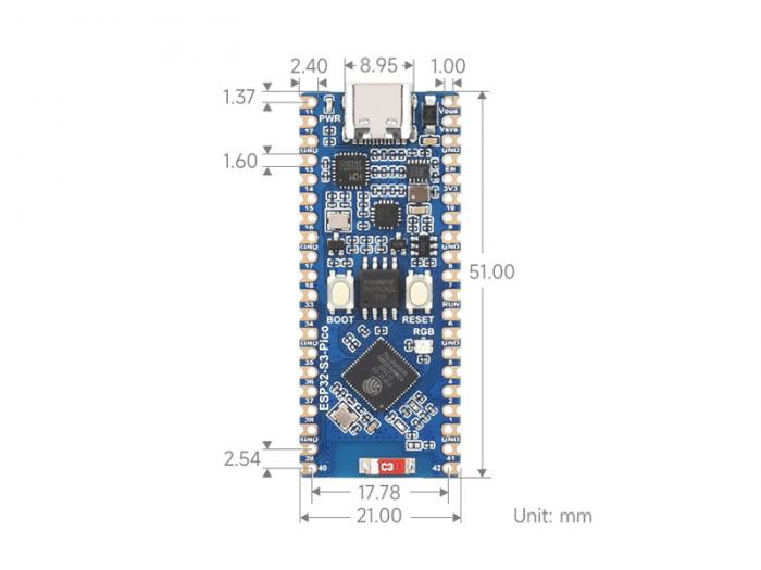 Utvecklingskort ESP32-S3 Pico-kompatibel @ electrokit (6 av 7)