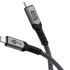 USB-C kabel textil USB 4.0 40Gbps 240W 1.0m @ electrokit