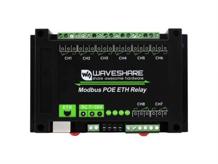 Relmodul 8-kan Ethernet DIN-skena @ electrokit (1 av 8)