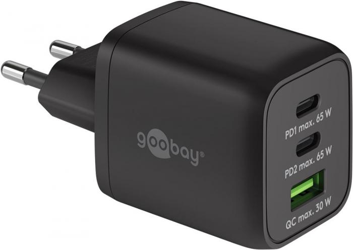 USB-C PD multiport GaN charger 65W black @ electrokit (1 of 3)