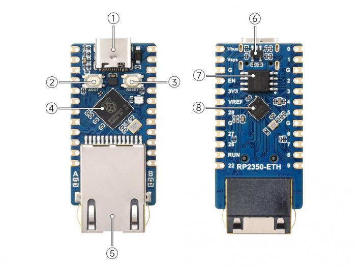 RP2350 utvecklingskort med Ethernet @ electrokit (7 av 7)