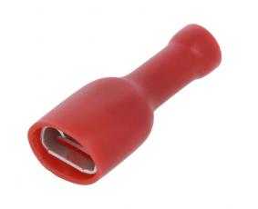 Blade receptacle 6.3 x 0.8mm red insulated @ electrokit