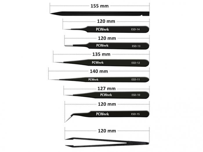 Pincett set 8st ESD-skra @ electrokit (2 av 2)