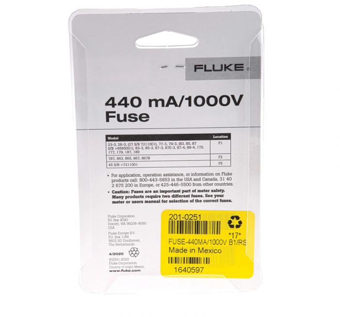 Fluke multimeter fuse 440mA 1000V 10x35mm @ electrokit (2 of 3)