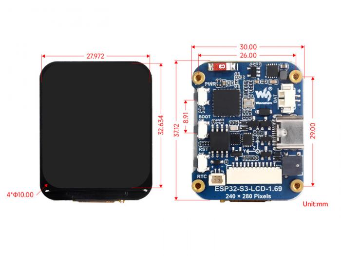 Utvecklingskort med ESP32-S3 och MicroLCD 240x280px @ electrokit (8 av 8)