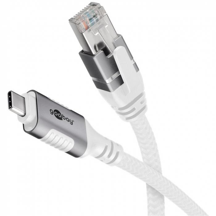 USB-C till Ethernet kabel USB 3.2 Gen1 till RJ45 2.0m vit @ electrokit (1 av 5)