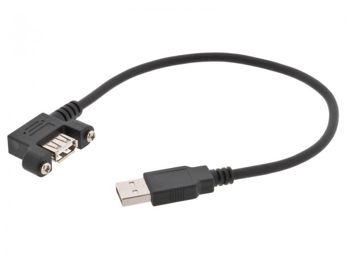 Adapterkabel USB-A till vinklad USB-A - panelmonterad @ electrokit (1 av 1)