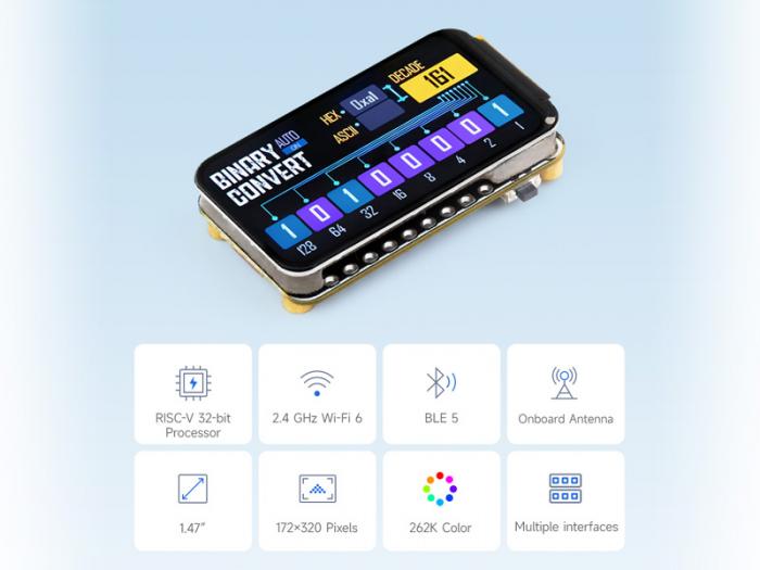 Utvecklingskort med ESP32-C6 och MicroLCD 172x320px @ electrokit (6 av 8)