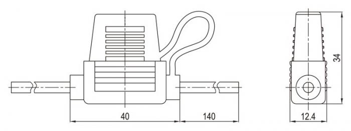 MIDI flatskringshllare med kabel 20A @ electrokit (2 av 2)