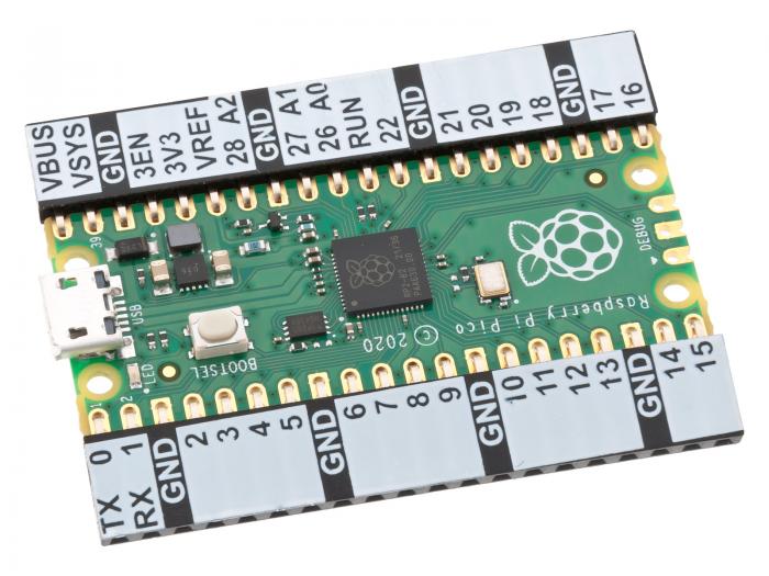 Hylslister fr Raspberry Pi Pico med mrkning - vinklad @ electrokit (2 av 2)