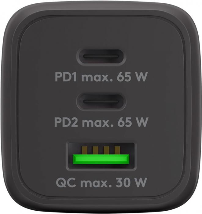 USB-C PD multiport GaN laddare 65W svart @ electrokit (2 av 3)