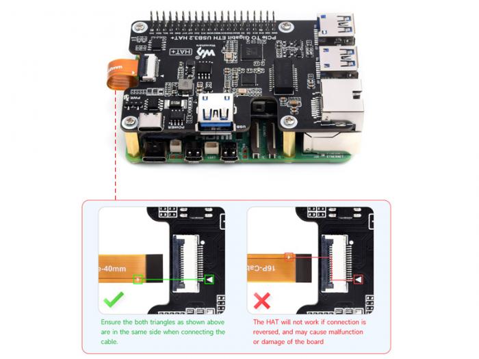 Gbit Ethernet & USB 3.2 HAT fr Raspberry Pi 5 @ electrokit (6 av 9)